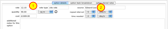 The task option details tab