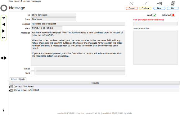 The purchase order number request message