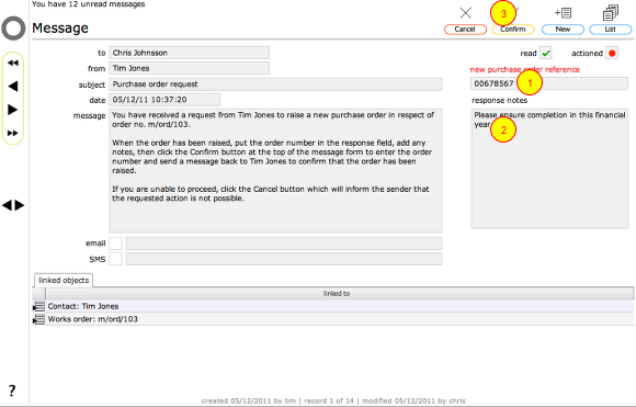 Confirm the new purchase order number
