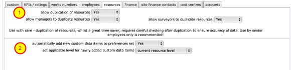 Resources tab