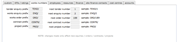 Works numbering preferences
