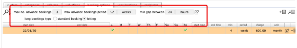 Booking options setup complete