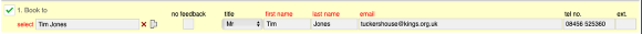 Confirm name on booking